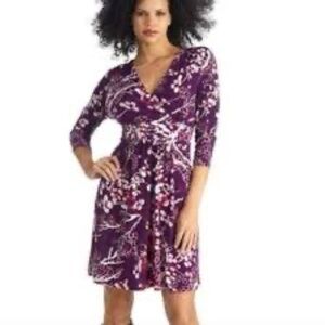 Vivienne Tam Faux Wrap Dress in Plum Combo, Size XS